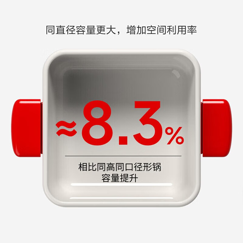 [内蒙地区可发]苏泊尔(SUPOR)轻珐琅悦享方形汤锅VT20QF01红色高清大图