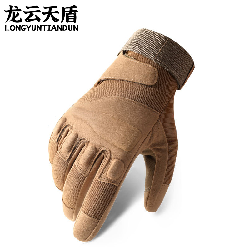 龙云天盾战术手套男全指户外防护运动训练军迷骑行防护手套沙色全指M码高清大图
