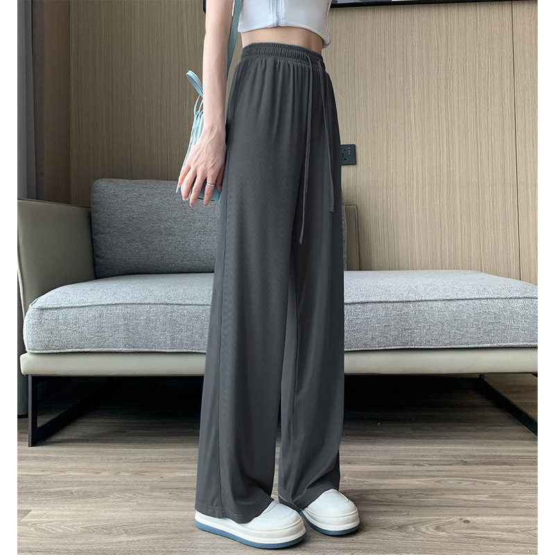 【2.5折价52元】唐狮夏季冰丝阔腿裤女宽松休闲冰丝薄款高腰垂感休闲百搭咖色阔腿裤女 深灰 XL
