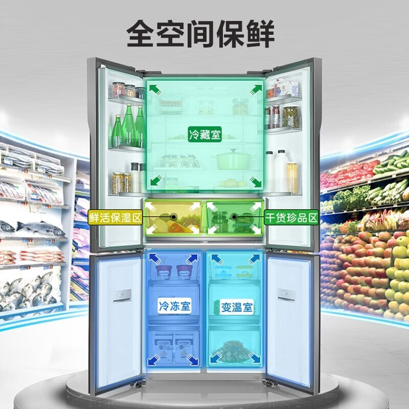 海尔(Haier)十字双开门冰箱三系统循环全空间保鲜干湿分储全幅变温专区一级能效节能省电 BCD-552WSCKU1高清大图