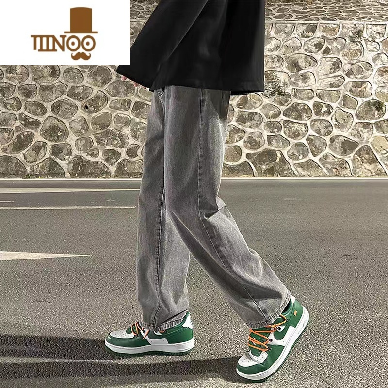 YANXU美式高街牛仔裤男宽松阔腿裤男士春季新款港风ins潮牌直牌士腿款高清大图