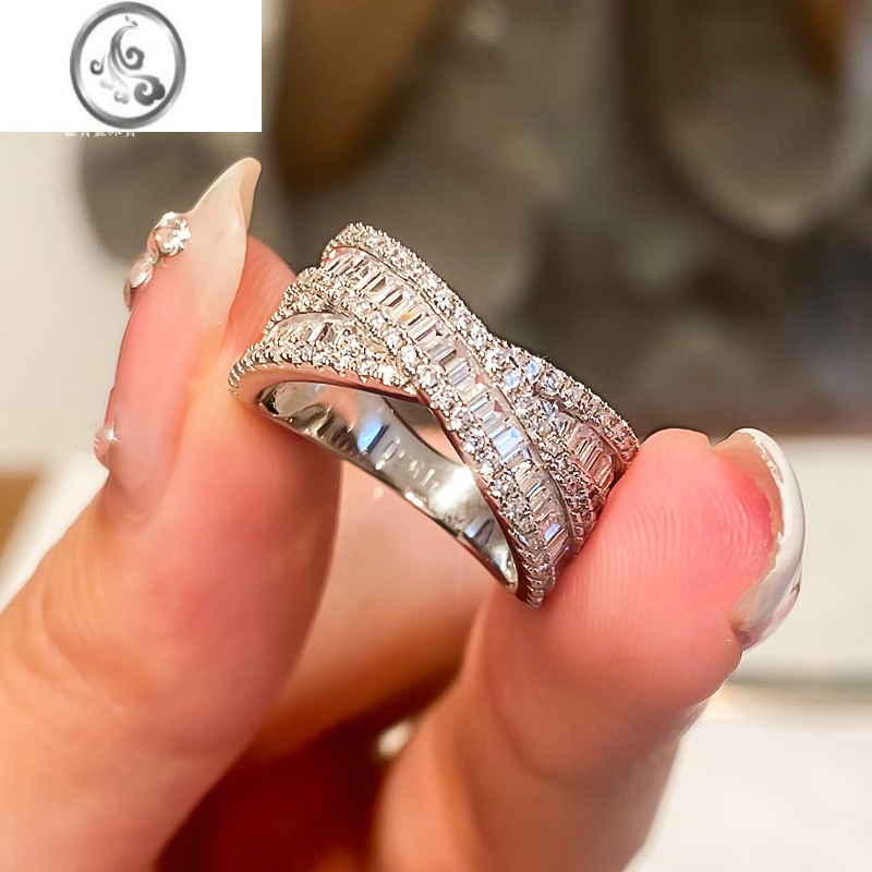 jimi玫瑰金镶嵌莫桑石满天星戒指女时尚个性小众情侣对戒love戒指y