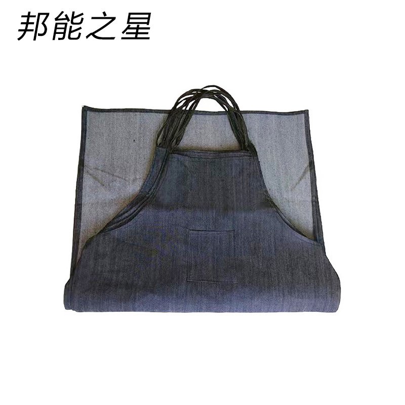邦能之星牛仔围裙耐脏耐磨帆布围裙防污电焊木工防尘耐脏劳保围裙N312282高清大图