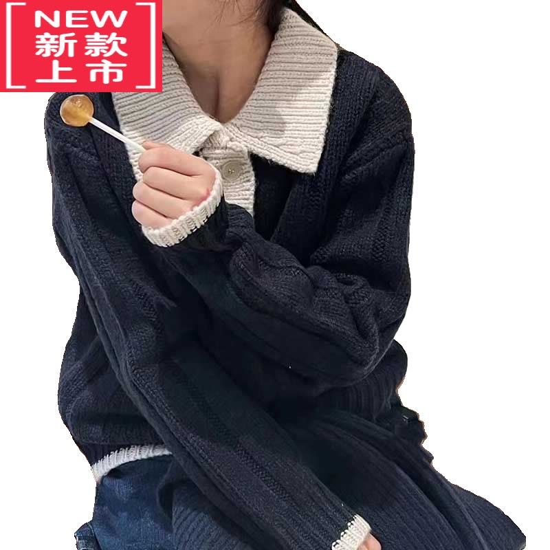 可莉允bora韩国童装女毛衣男童2022秋季新款polo领针织衫洋气上衣潮图片