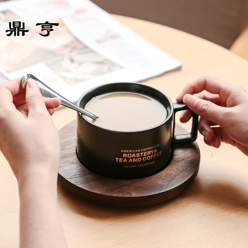 鼎亨创意美式咖啡杯碟勺 欧式茶具茶水杯子套装 陶瓷情侣杯马克杯