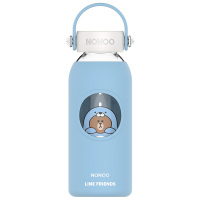 NONOO 酷卡玻璃杯LINE FRIENDS 400ML 水蓝