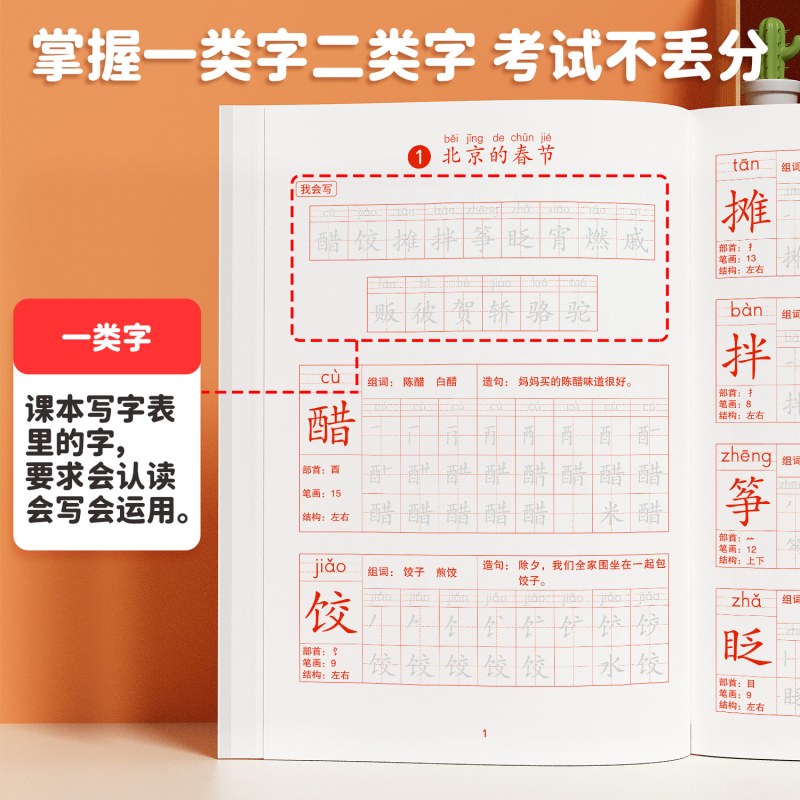 [3本]同步字帖+看拼音写词语+阅读理解 六年级下 [正版]六年级下册语文同步字帖练字帖每日一练人教版6上学期小学生写字