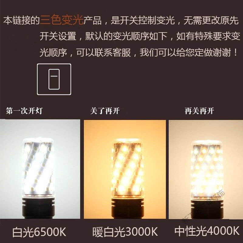 苏宁放心购 led节能灯高亮E14小螺口E27大螺口玉米梅花暖光白光三色变光灯泡图片