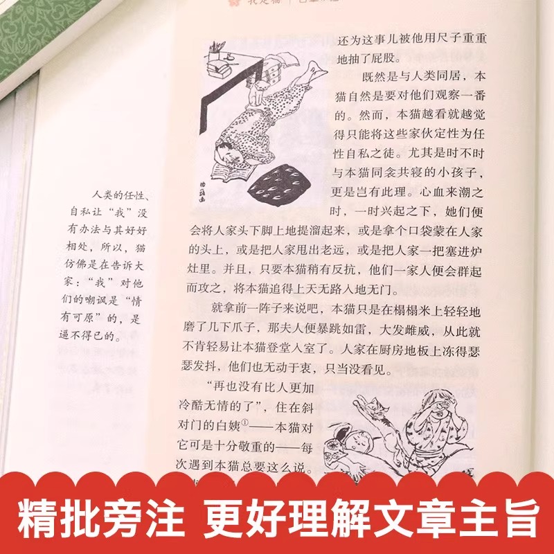 [人教版]我是猫 [正版]九年级下册必读名著我是猫契诃夫短篇小说选格列佛游记围城原著全译本注释人民教育出版社初三初中生课高清大图