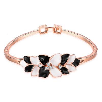 Z081 Bracelet日韩流行饰品女手镯花朵水晶滴油镀玫瑰金配饰约会送女朋友七夕情人节礼物