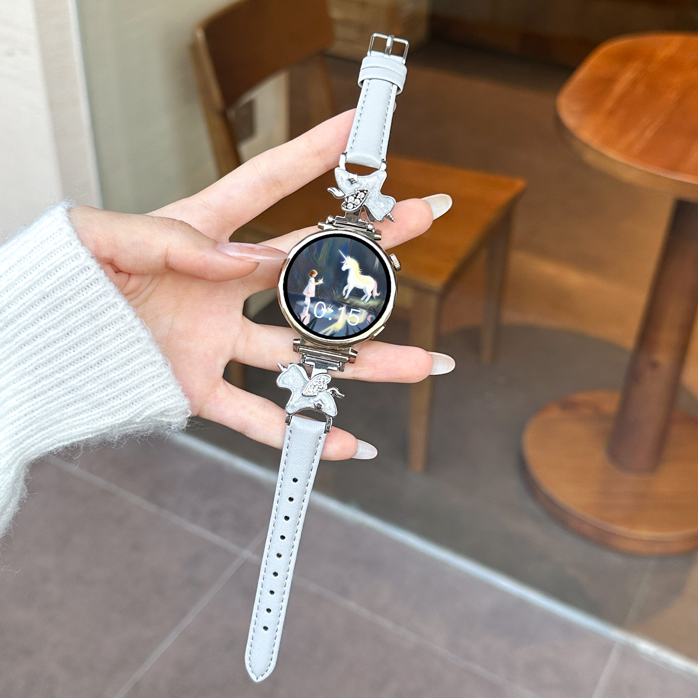 猫咪毛绒挂脖套适用小天才Z11电话手表表带3139B 浅灰 641