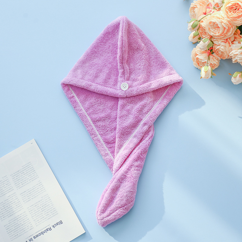 高密珊瑚绒浴帽女士学生加厚吸水干发帽超细纤维浴帽三维工匠浅紫色