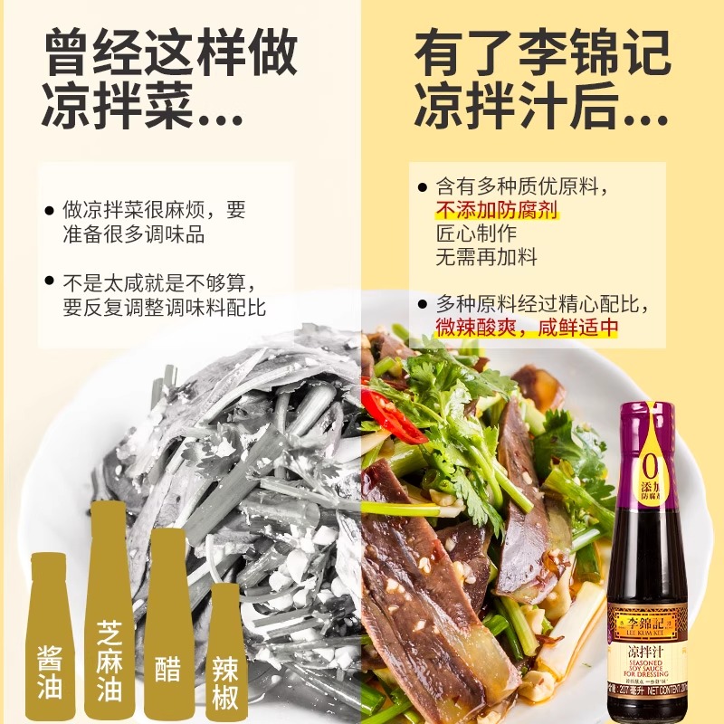 李锦记凉拌汁207ml家用厨房调味料时蔬点蘸烹饪拌菜烤冷面酱(F)高清大图