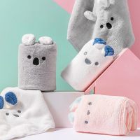 名创优品(miniso) 珊瑚绒毛巾浴巾男女吸水速干可爱毛巾家用干发巾[白熊-毛巾]
