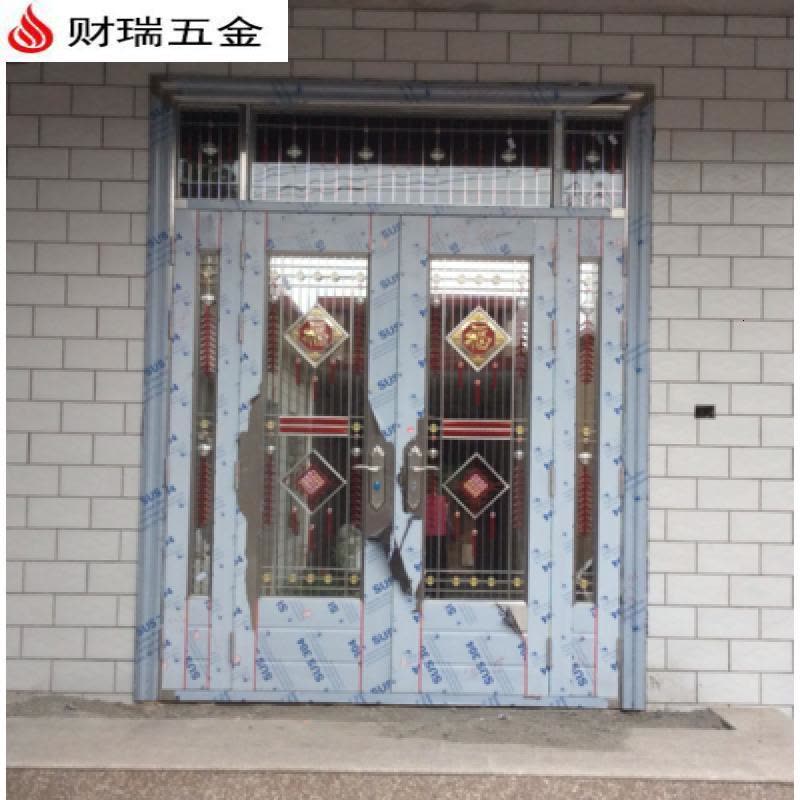 304不锈钢门防盗门进户门定做农村庭院门客厅四开门子母门玻璃大门图片