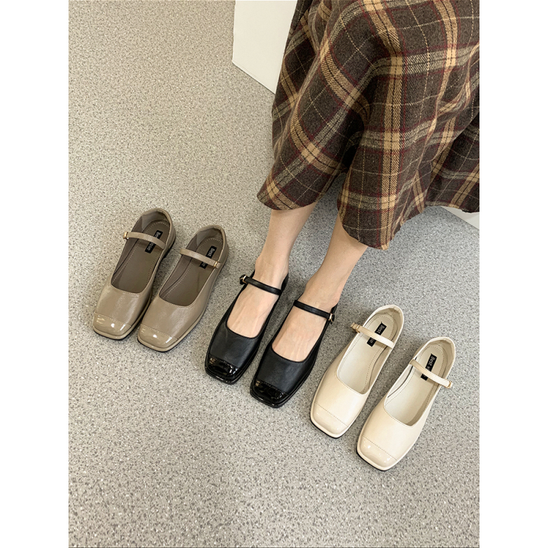 Ideamini英伦风小皮鞋女鞋子2021早春新款百搭休闲平底豆豆鞋玛丽珍单鞋女休闲鞋