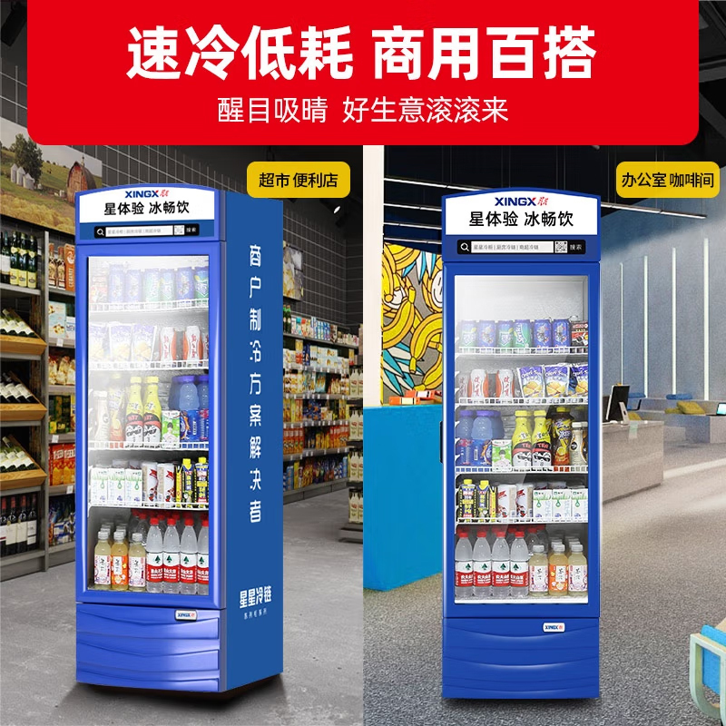 星星(XINGX) 280升 展示柜 饮料柜 冷藏柜 商用立式冷柜 玻璃门 超市大容量冰箱 LSC-280G