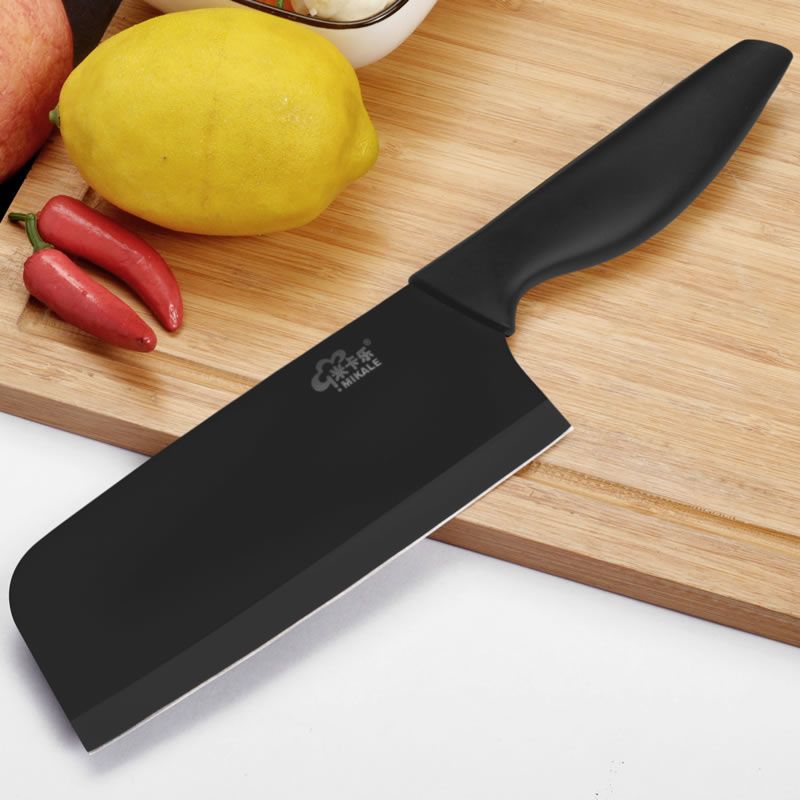 单支黑刃菜刀锋利菜刀不锈钢家用小菜刀厨师刀水果刀切片刀切肉黑色刃