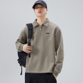 |长袖港风男士翻领长袖POLO衫卫衣韩版宽松翻领简约设计款 灰绿色 3XL