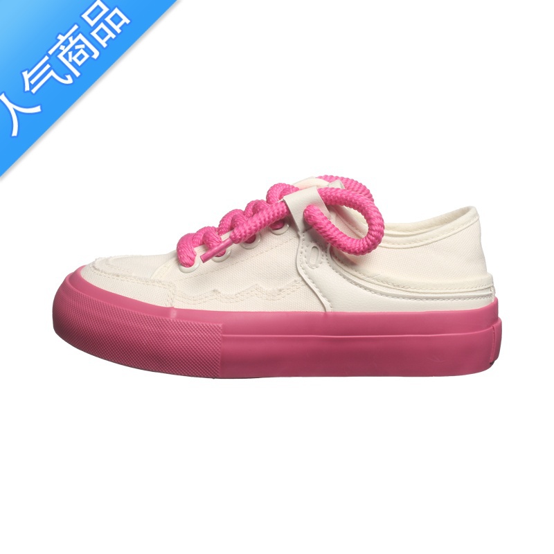 SUNTEK社会猪 限定草莓女鞋帆布鞋休闲百搭板鞋厚底一脚蹬透气小白鞋高清大图