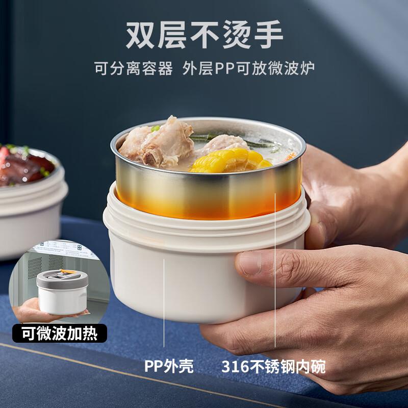 泰福高(TAFUCO)保温饭盒 316不锈钢提锅三层男士超长保温桶 T0282 绅士蓝2.2L高清大图