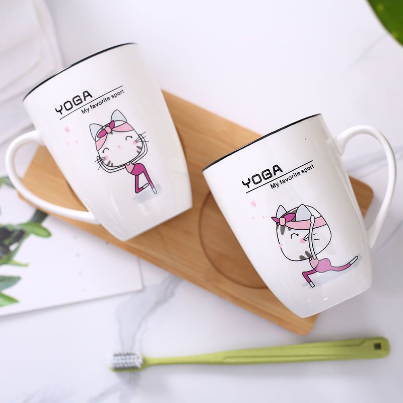 儿童刷牙杯子洗漱杯陶瓷套装卡通可爱漱口杯ins风情侣创意家用杯|猪猪3+4+牙膏杯(不带木托送牙刷