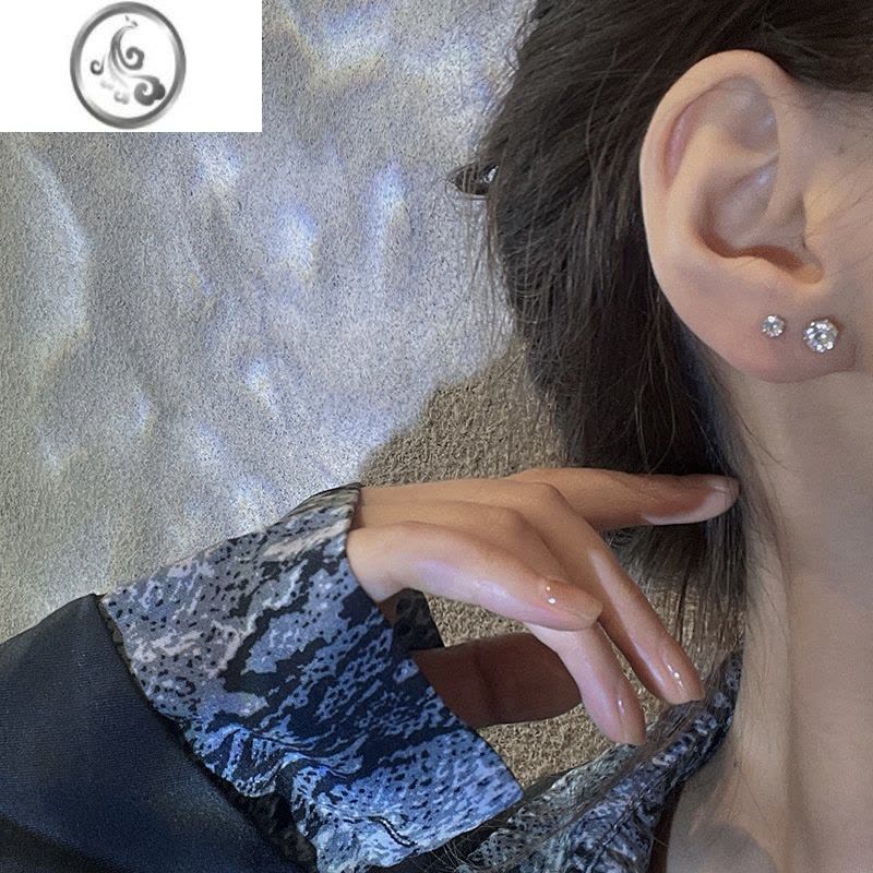 JiMi千与千寻饰品s925银针防过敏养耳洞耳环锆石耳钉ins潮流时尚耳饰图片