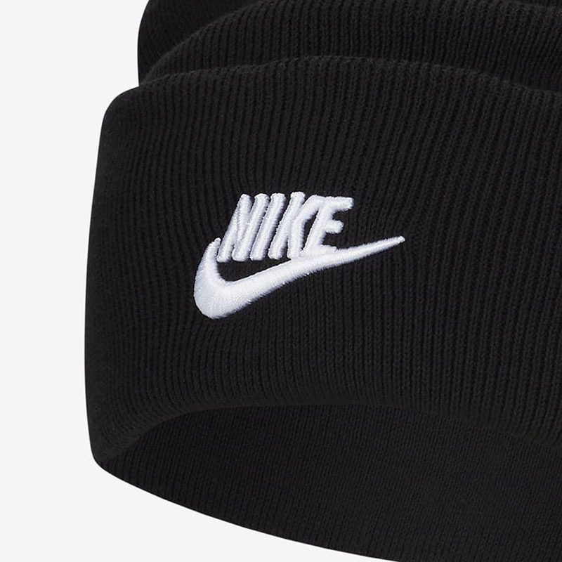 nike耐克帽子冬季新款黑色简约休闲保暖翻边针织毛线运动帽fb652801