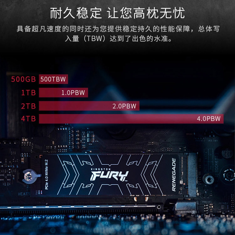 金士顿(Kingston) 500GB SSD游戏固态硬盘M.2接口(NVMe协议PCIe 4.0×4) FURY叛逆者系列读速7300MB/S 笔记本台式机一体机升级长条固态硬盘