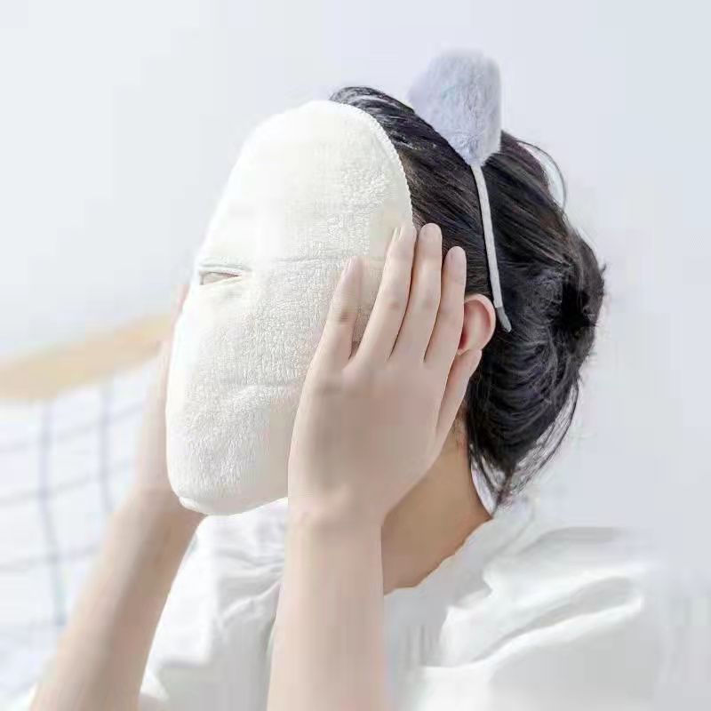斜月三星 热敷面膜巾 蒸脸敷脸巾美容呵护肌肤面部脸部蒸汽加热面巾一孔无带 简易款【一孔无带】
