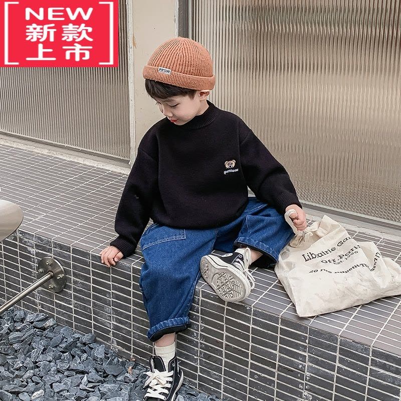 可莉允儿童毛衣男童针织打底衫宝宝秋冬装2022新款小童男孩加厚休闲上衣图片