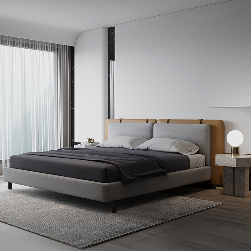 抖鹰意式极简轻奢布艺床简约小户型主卧双人婚床设计师网红布皮床