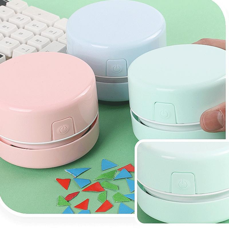 迷你桌面吸尘器USB充电学生吸橡皮屑工具小型手持清洁器吸毛发 随机色空白机器无电磁(裸机) 送小刷子送普通耐用电池