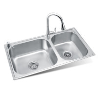 [摩恩品牌日 苏宁自营]MOEN/摩恩304不锈钢厨房水槽双槽套餐加厚洗碗水洗菜盆28118