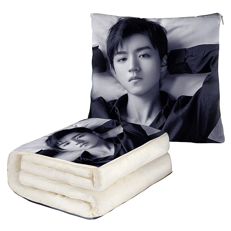 王俊凯diy抱枕被子两用来图定制照片生日TFboys可双面不同245*45cm打开是115*165被子