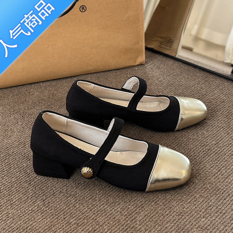 SUNTEK法式晚风配裙子粗跟玛丽珍单鞋2023年春季新款韩版复古乐复季新跟高清大图