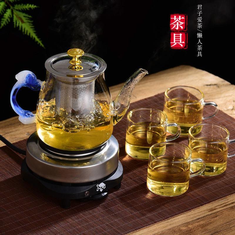 煮茶器煮茶壶玻璃家用烧水壶小型电热炉养生玻璃蒸煮电茶壶茶具 单壶
