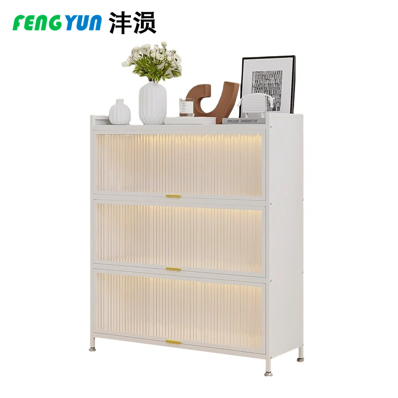 沣涢 钢制鞋柜 多层鞋柜 3门4层70cm 个高清大图