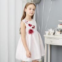【1件2.5折价：84.8】米喜迪mecity童装女童连衣裙立体玫瑰花优雅宴会裙百褶裙__