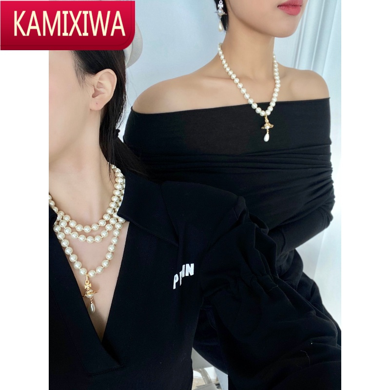 KAMIXIWAHMD西太后珍珠项链土星飞碟闺蜜款多层优雅朋克教母范薇薇安新品