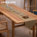 新中式桌旗禅意纯色棉麻茶几餐桌布日式长条北欧现代简约五斗柜布 平织-麻色 33*120cm（适用桌长0.7米-0.8米）
