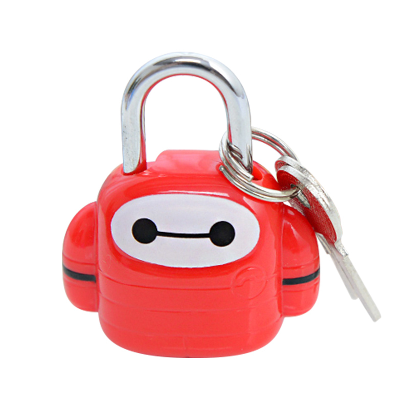 橙色圆形密码锁印花随机卡通挂锁可爱挂锁金属迷你小锁行李箱锁头防盗