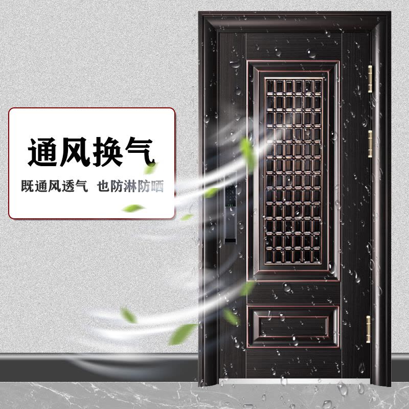 顾好 大窗通风门防盗门家用甲级透气安全进户门指纹门中门智能防盗子母门全自动智能锁入户门图片
