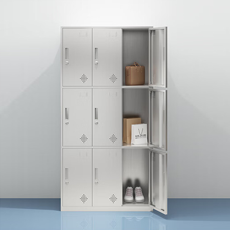 缑氏不锈钢更衣柜员工衣柜储物柜更衣室储物柜201九门储物柜(不带板)高清大图
