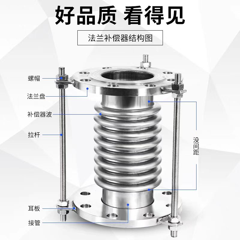 中锦科技 不锈钢波纹补偿器DN80[国标碳钢法兰]台高清大图