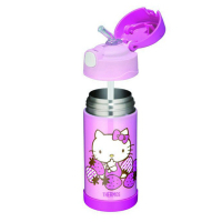 膳魔师THERMOS 儿童 保温用品 保温 吸管杯小孩学饮杯婴儿训练杯宝宝便携防漏不锈钢水杯 F4013 KT001