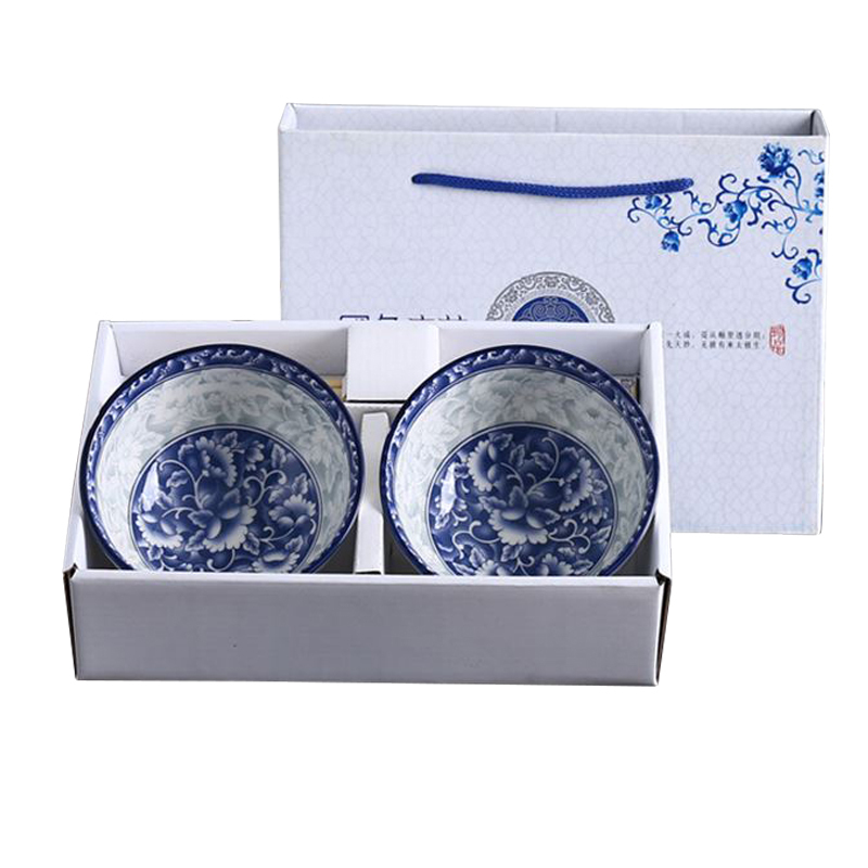企业定制SCP 青花瓷碗筷套装 SCP-4271 (两碗两筷) 高尔夫陶瓷碗套装活动礼品(套)