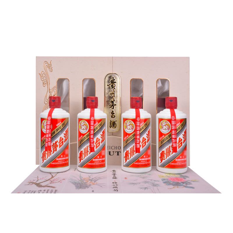 贵州茅台酒飞天茅台梅兰竹菊白色53度500ml*4瓶套装酱香型收藏白酒