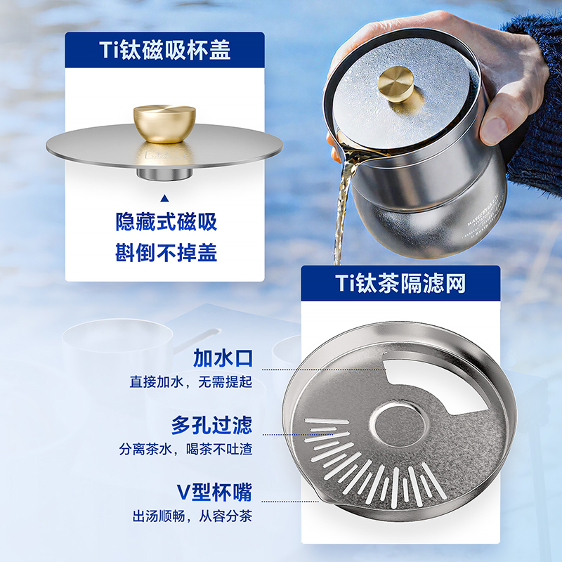 金灶T-70F纯钛旅行茶具套装新款泡茶器户外露营便携式茶具快客杯高清大图
