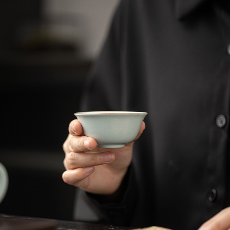苏氏陶瓷(SUSHI CERAMICS)汝窑开片石瓢壶功夫茶具可养金线带礼盒装